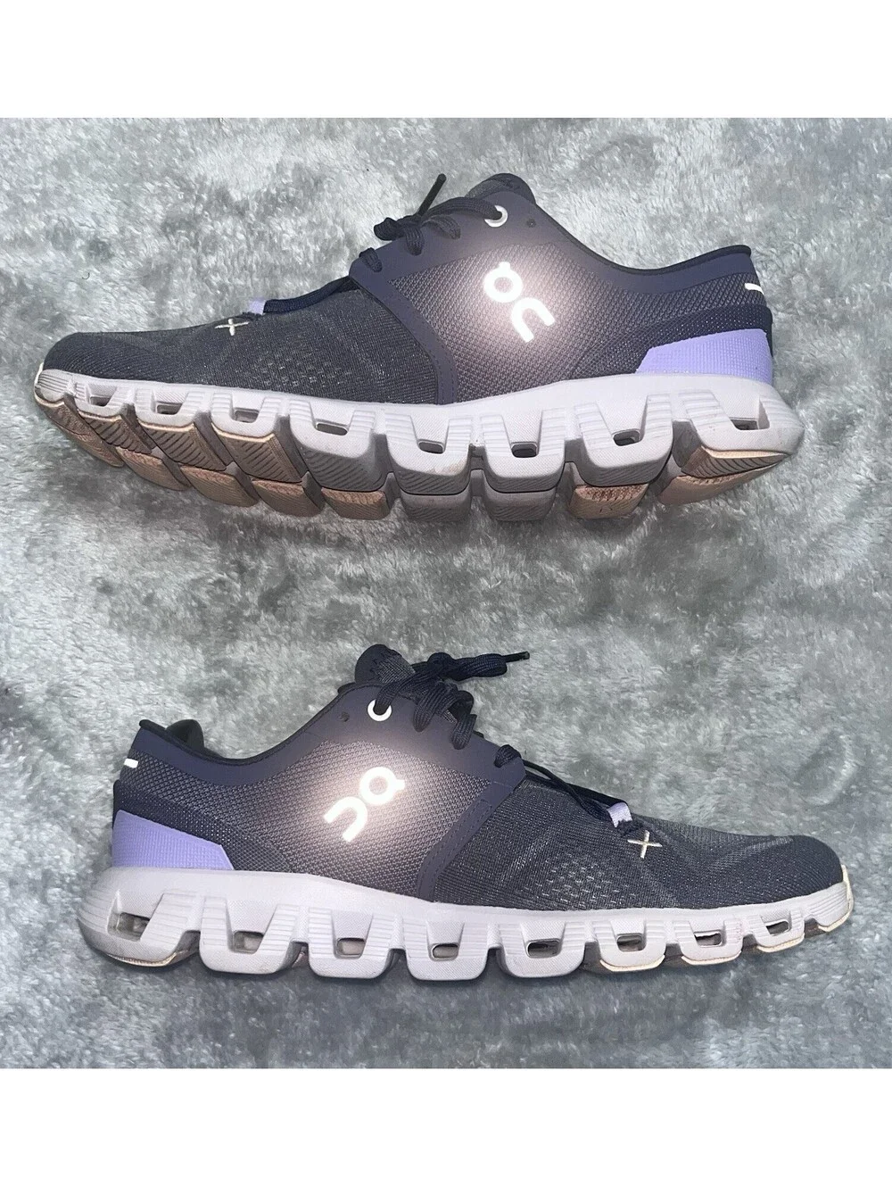 On Running Cloud X 3 Women's Running Shoes Iron Fade Navy Purple US 8
